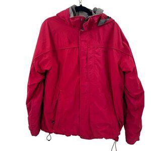 L.L. Bean Womens Red Hooded Jacket With Removable Gray Fleece Liner Size M